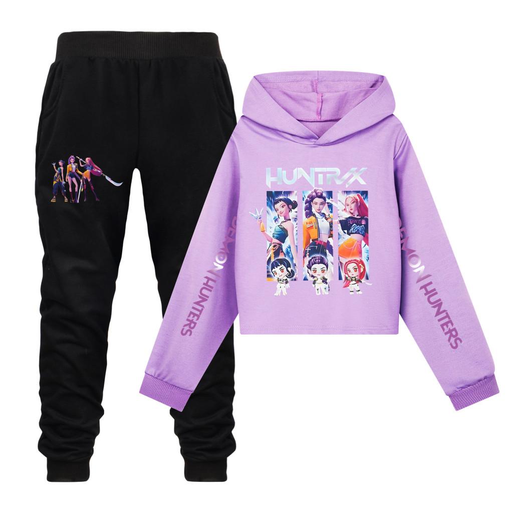 Kpop Demon Hunters Girls Cotton Casual Set With Long Sleeve Hoodie And Pants For Ages 110-170cm