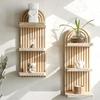 Bohemian Door-Shaped Solid Wood Wall Planter Shelf for Home Decor