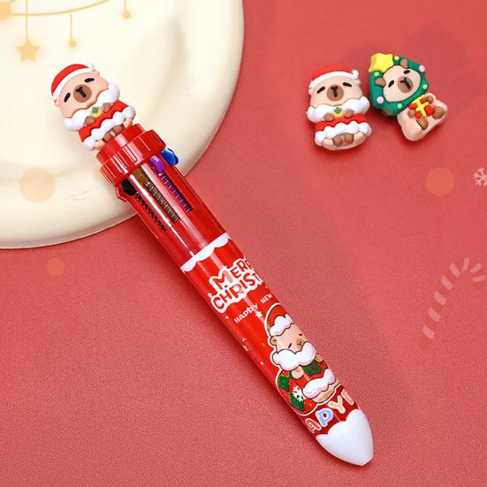 Рождественская капибара шариковая ручка 10 цветов выдвижная мультяшная ручка плавное письмо праздничная
