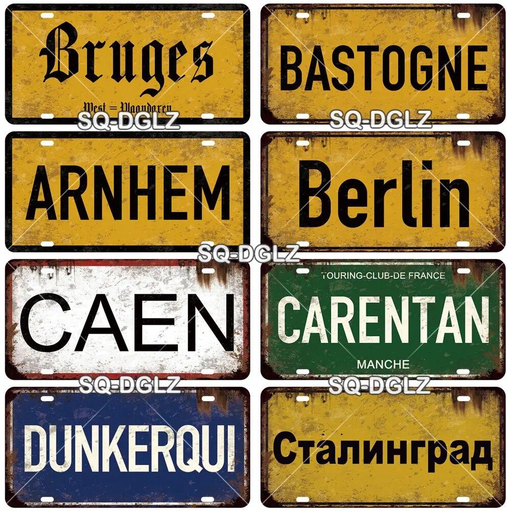 SQ-DGLZ Paris Bangde Road License Plate Warning Tin Sign State Wall Decoration Metal Sign Home Decor Painting Plaques Art Poster
