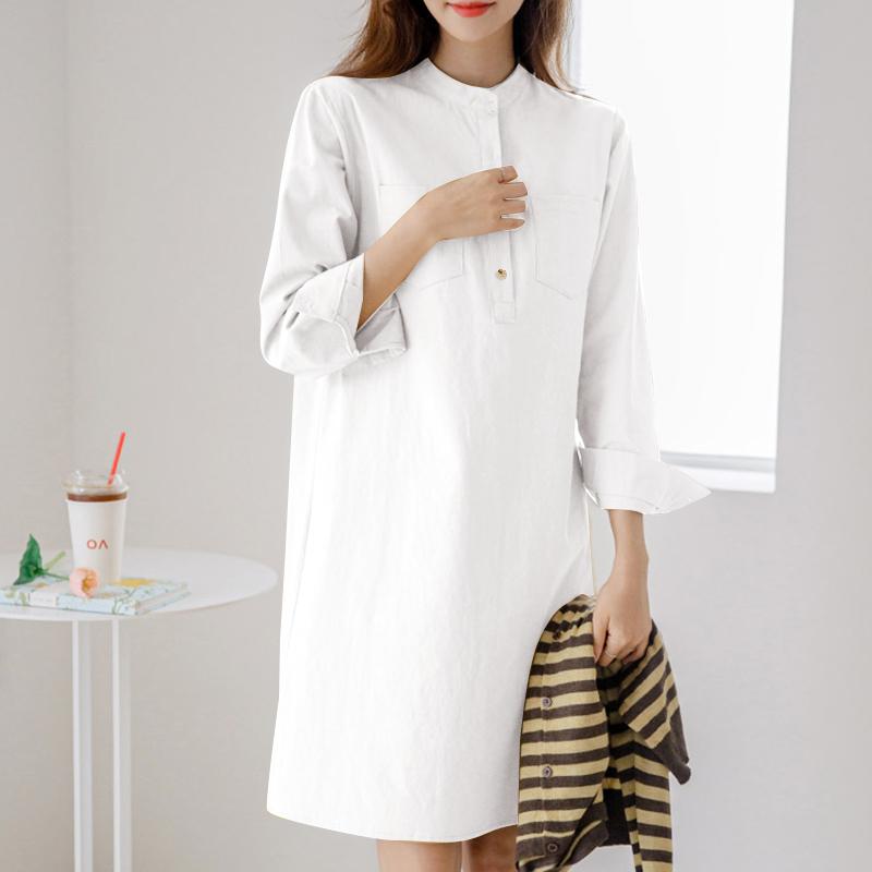 ZANZEA Женское повседневное платье-рубашка с воротником-стойкой и длинными рукавами