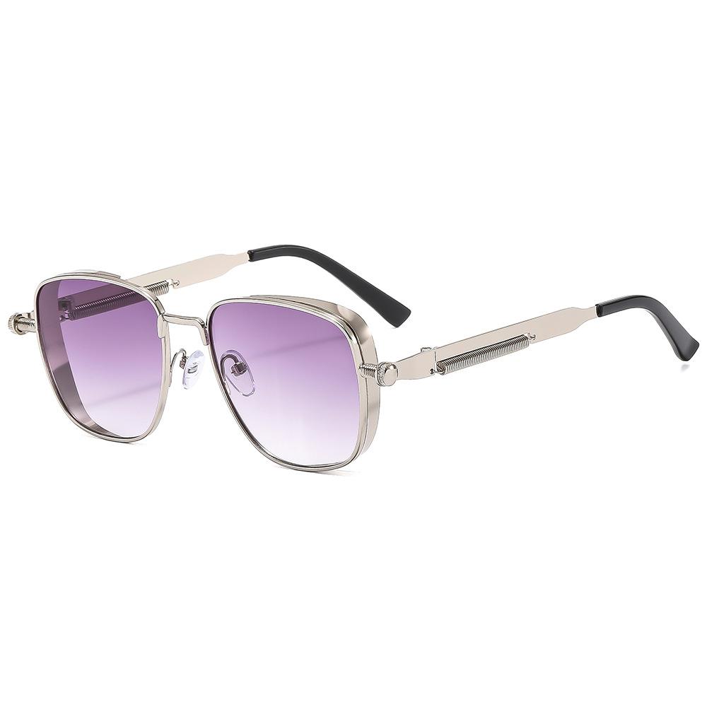 New Sunglasses Men Driving Sunglasses Retro Spring Leg Driving Outdoor Sports Metal Rectangular Decorative Glasses Women Uv400