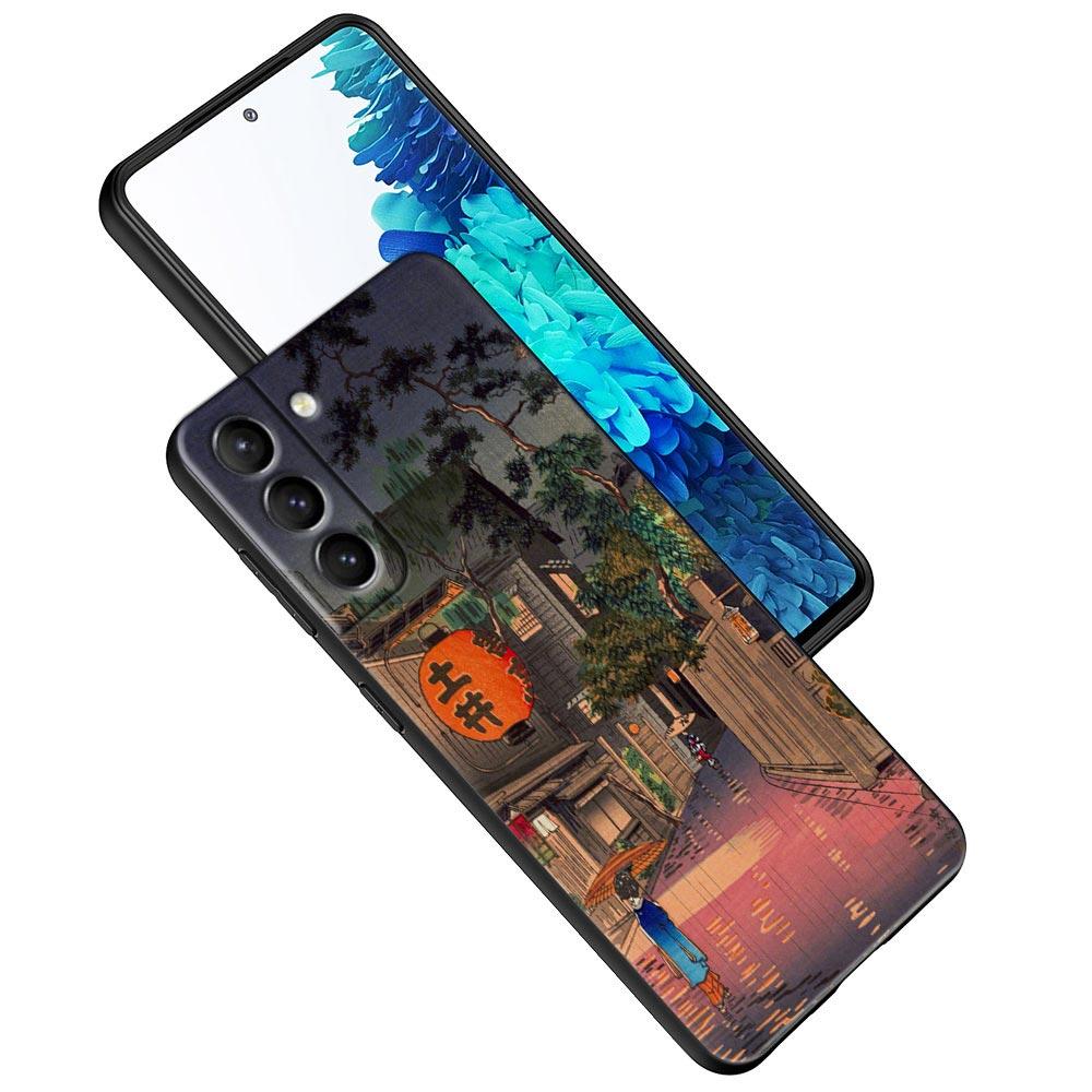 Чехол для телефона в японском стиле Арт Укиё-э для Samsung Galaxy S25 S24 Ultra S23 Plus S20 S21 FE S22 S24FE 5G Чехлы Черный Мягкая Крышка