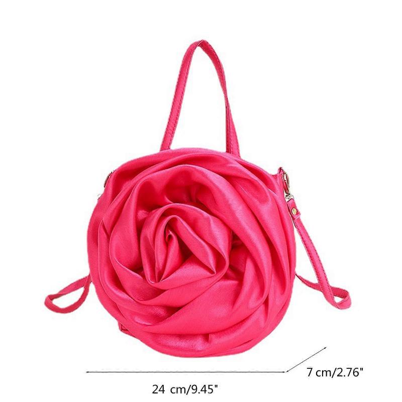 Shoulder Bag Clutch Bag 3D Rose Shape Crossbody Bag Handbag Fashion Tote Bag Banquet Prom Wedding Evening Bag  Hot Pink