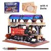 1308PCS Creative Magic Railway Station Building Blocks MOC City Street View Train Educational Toys Gifts For Kids Children
