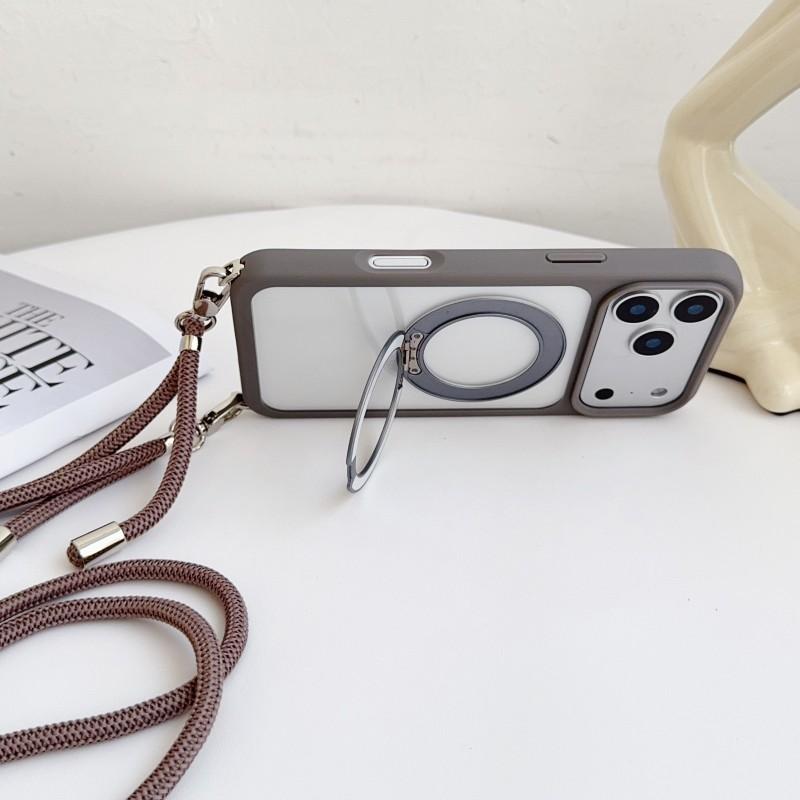Invisible Hook Magnetic Strap Case For iPhone 17 Pro Max 17Pro Air 17Air 360 Rotating Stand Holder Crossbody Lanyard Clear Cover