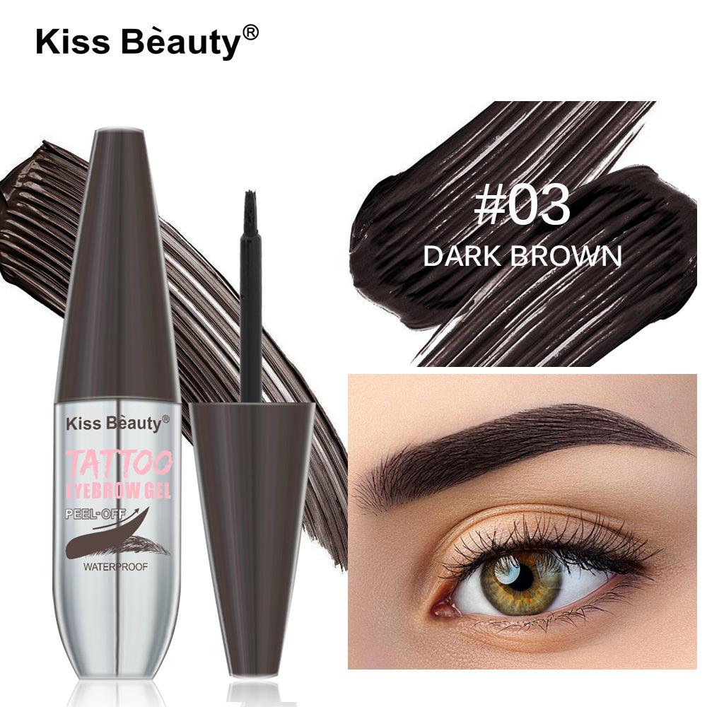 Kiss Beauty Полуперманентный крем-краска для бровей с эффектом отшелушивания, водостойкий и устойчивый к поту, натуральный, стойкий крем для бровей