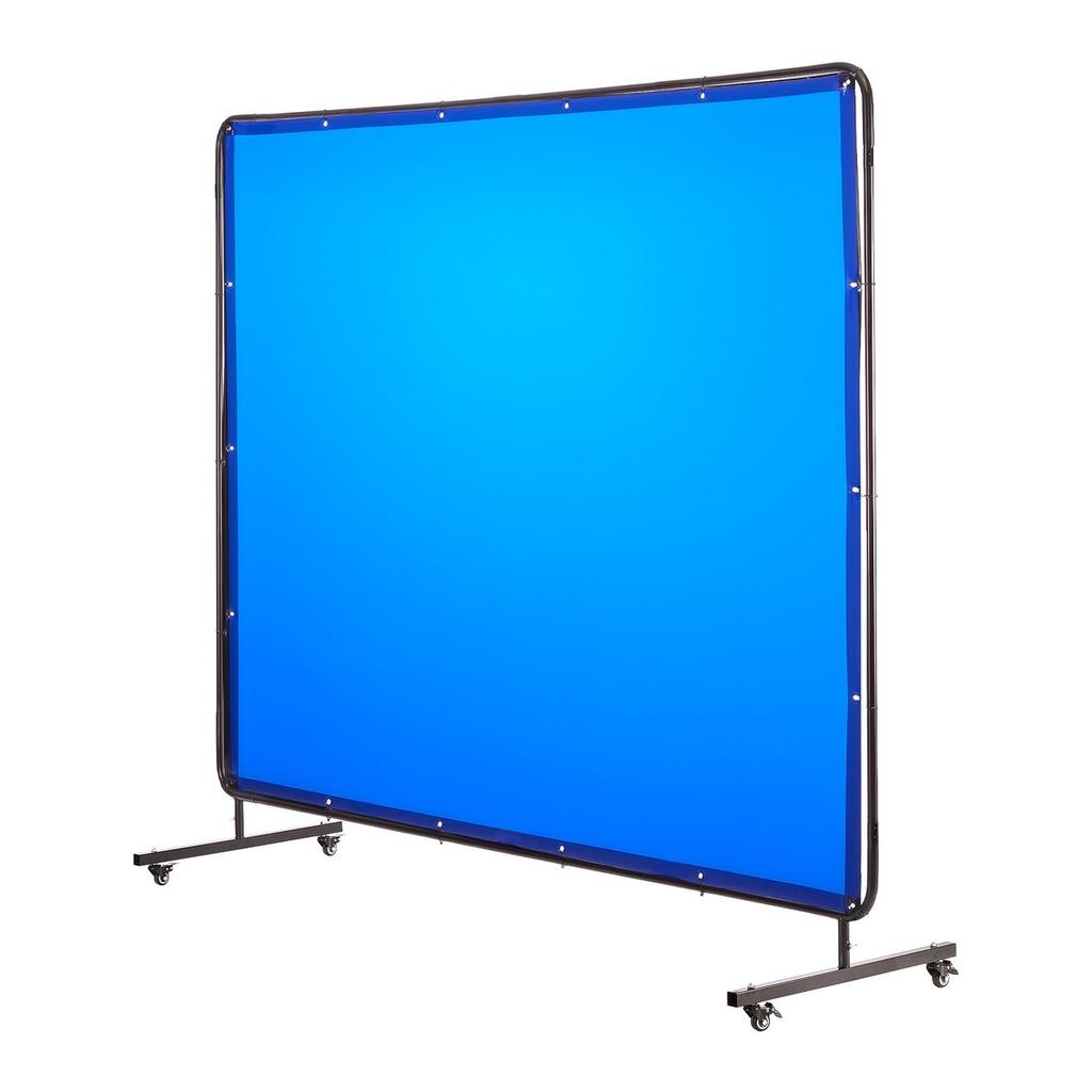 Welding Screen with Frame, 1.74 x 2.34m Welding Curtain Screen, Flame-Resistant Vinyl Protection Screens with Lockable Swivel Wheels & 6-Level UV