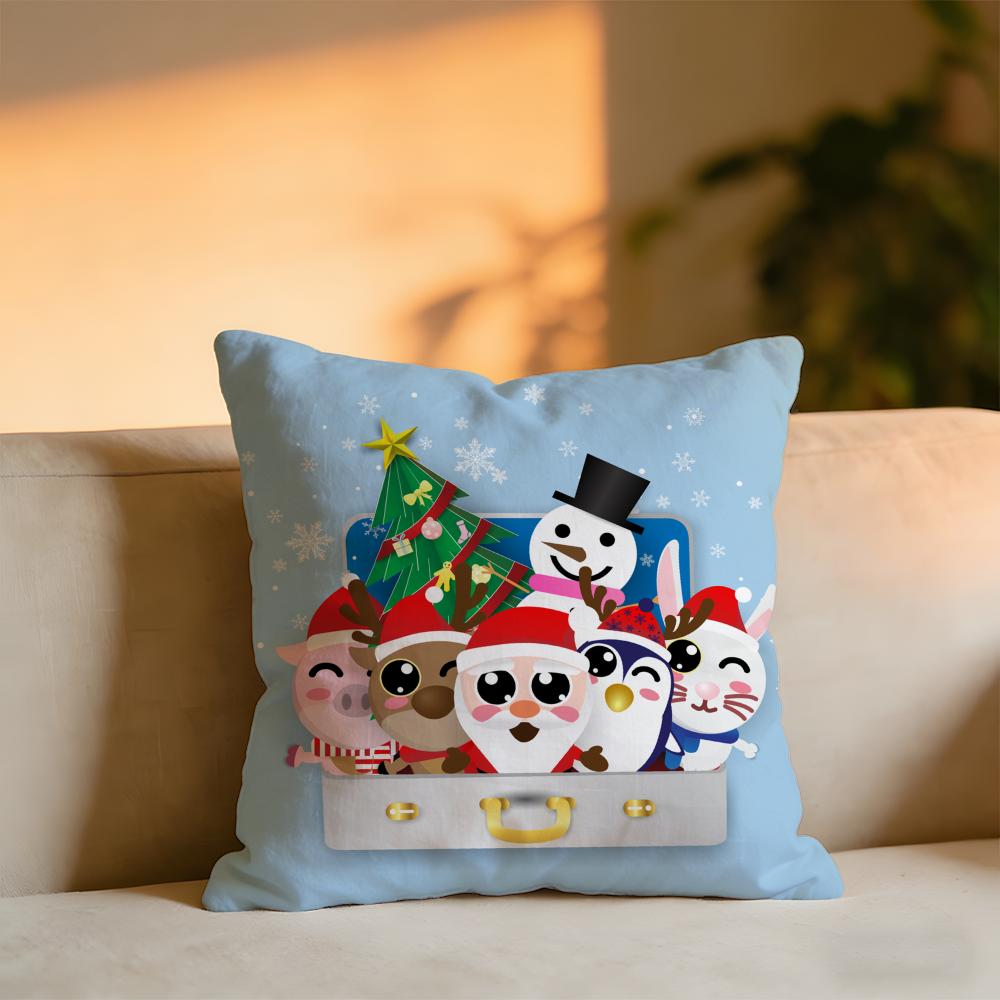 Cute Christmas Cushion Cover Cozy Velvet Throw PillowSoft Warm Cushion For Sofa Bed