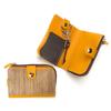 REAL Key Card Coin Case Key Case with Coin Purse Genuine Leather Natural Wood Wood Leather Made In Japan Mustard [VARCO WOOD] Men's Women's (Gray)