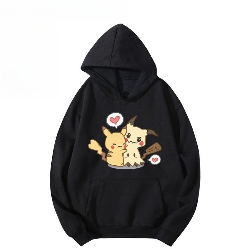 Покемон Мимикью Романтичный Хлопковый Худи с Ручной Росписью Мужской и Женский Осенне-Зимний Новый Тренд Харадзюку Свободный Повседневный Свитер Топ