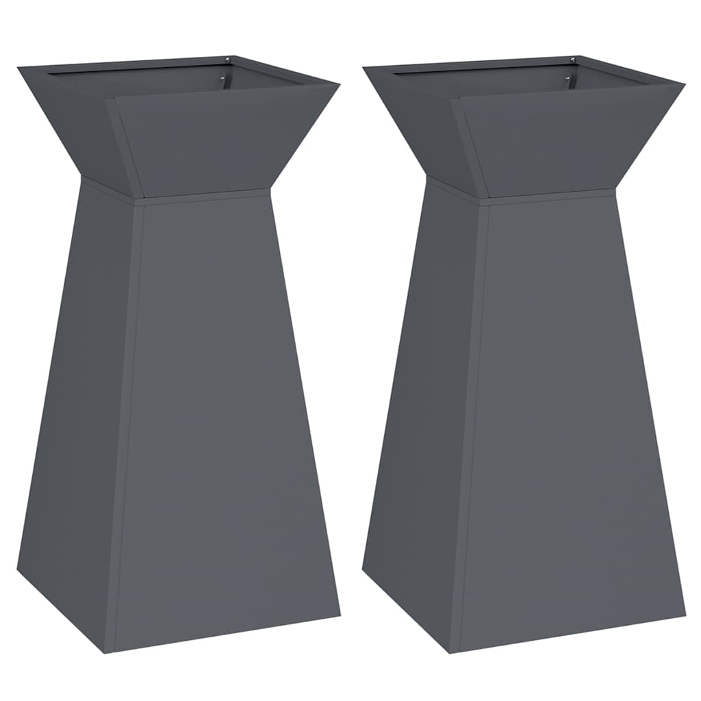 Column Planter 2 pcs Anthracite 35 x 35 x 73 cm