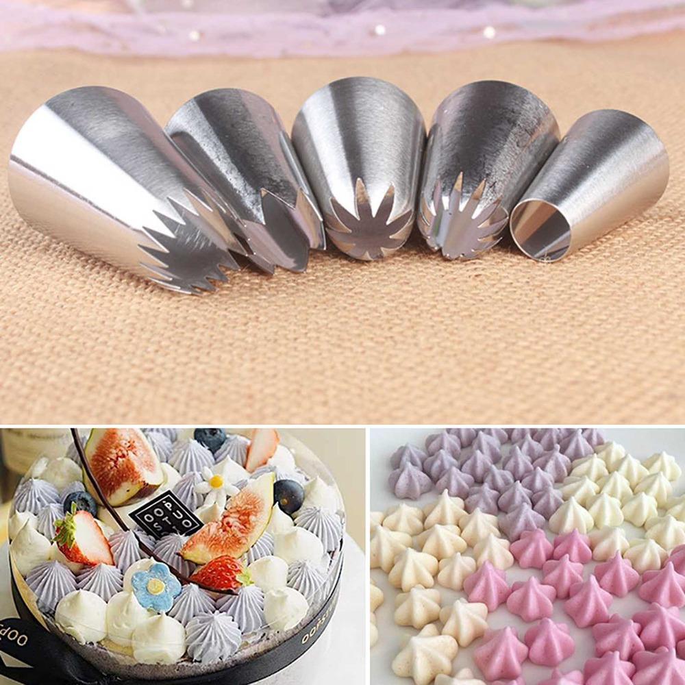 5PCS Assorted Shapes Pastry Icing Nozzle Cake Decorating Tip  Cupcake Cake Cookie Baking