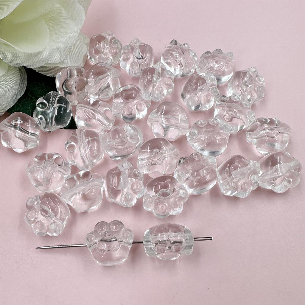 Home Party Supplies Jewelry Crystal Bear Paw Straight Gole Cartoon 30PCS/Bag Beaded Children's Bracelet DIY Transparent Pendant 18 * 17mm