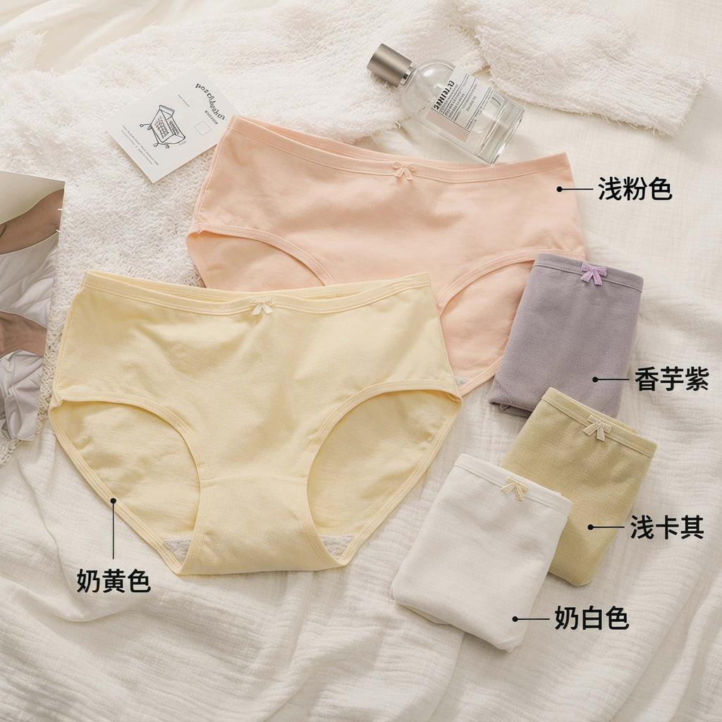 8-pack pure cotton antibacterial women's underwear with comfortable waist and no tightness