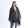 Women’s Check Print Casual Shawl Wrap Open Front Poncho Cape Oversized Sweaters Soft Versatile Cardigan Shawls for Travel Plane Blanket