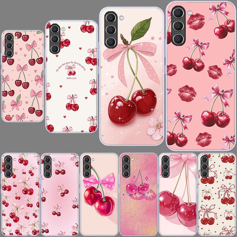 Чехол-бант с вишней для Samsung A54 A14 A24 A34 A17 A37 A57 A55 A35 A25 A15 A13 A23 A33 A53 A07 A05S A04S A03 A73 Galaxy Note