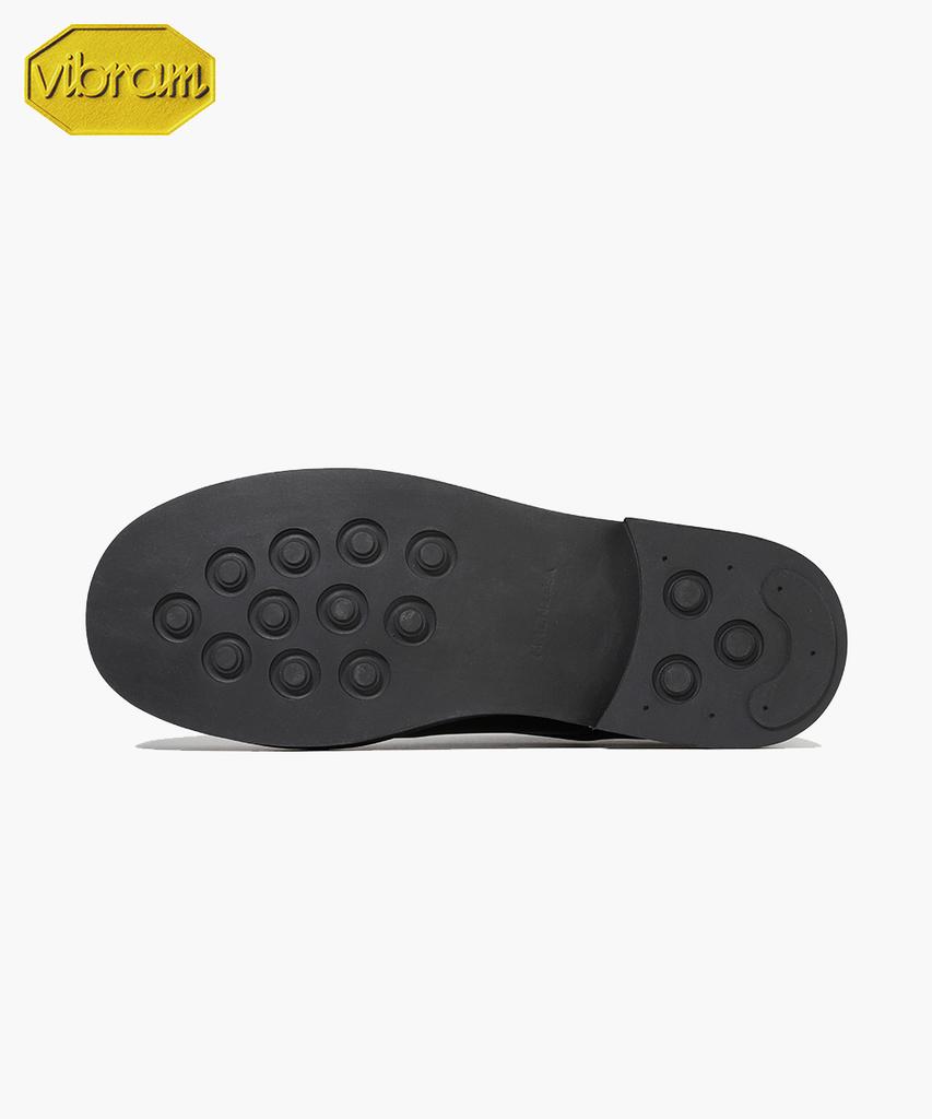 Firenze Atelier [Vibram] Объемный Круглый Носок Скрытый Шов 4см Резиновая Подошва Дерби 1023 [Черный Fg]