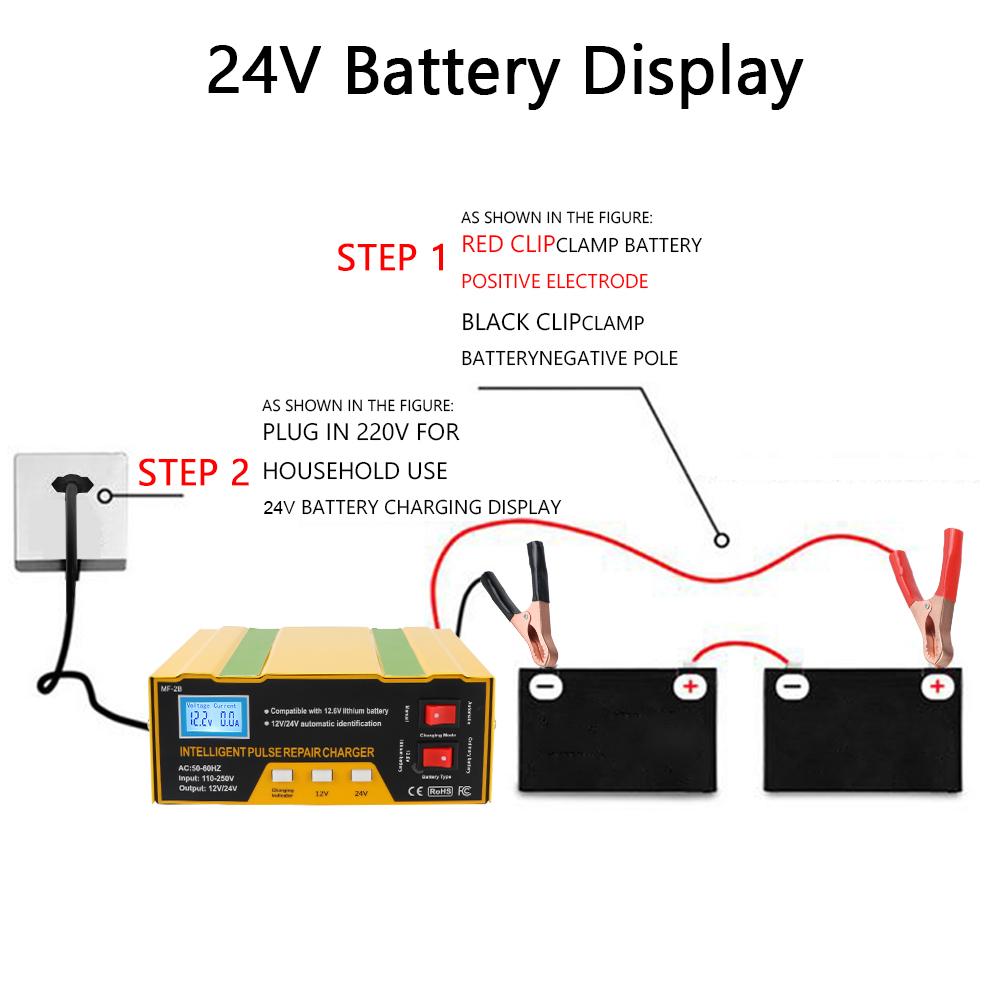 Зарядные устройства для автомобильных аккумуляторов Интеллектуальное импульсное ремонтное зарядное устройство 12 В/24 В 180 Вт Автомобильный аккумулятор с функцией поддержания заряда