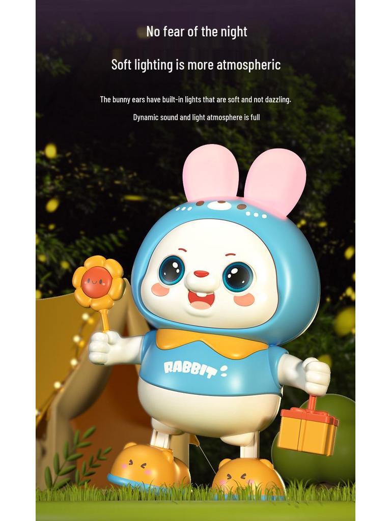 Электрическая танцующая игрушка-кролик для малышей: Побуждает к подъему, перекатыванию, ползанию со звуком и движением