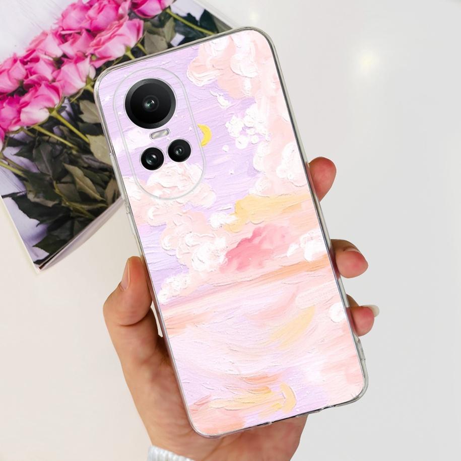 Чехол для Oppo Reno 10 Pro 5G Чехол для телефона Reno 10 Модный Цветочный Мультяшный Прозрачный Силиконовый Ударопрочный Чехол для Reno10 Pro Plus Coque