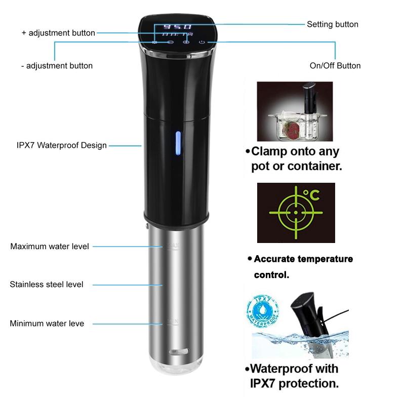 1800 Вт Вакуумная Низкотемпературная Пищевая Пароварка из Нержавеющей Стали 1800 Вт Мощный Погружной Циркулятор ЖК Цифровой Дисплей Таймера