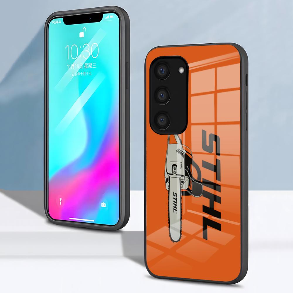 Чехол для телефона с логотипом бензопилы S-STIHLs Для Samsung S26 S25 S24 FE S23 S22 S21 Plus S20 Ultra Note20Ultra Черная стеклянная крышка
