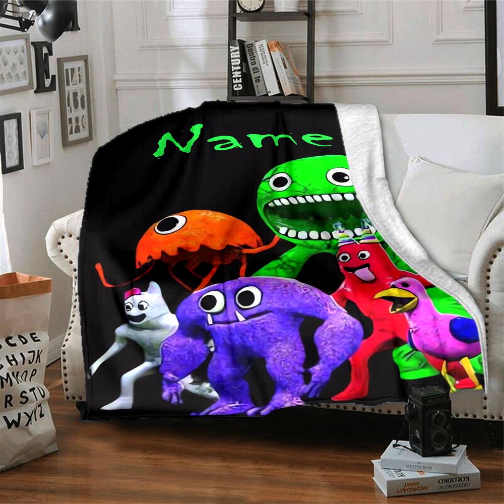 Custom Name Garten of Banban Theme Printed Blanket - Perfect for Couch, Bed, Travel & Outdoor Use | Machine Washable, Cozy & Durable.