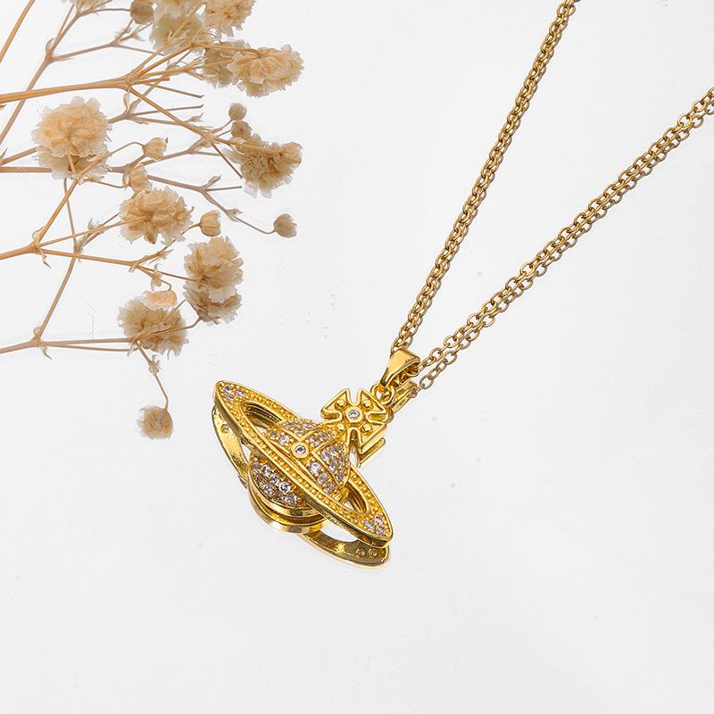 Шикарное не тускнеющее колье из титановой стали для женщин с уникальным дизайном и сверкающей медной подвеской