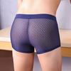 Men Boxer Underwear Summer Mid-rise Solid Color Ice Silk Thin Shorts Briefs Quick-Drying Sexy Panties Daily Wear