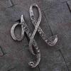 Suit Collar Accessories 26 English Letters Rhinestone Clip Initial Lapel Pin Crystal Letter Brooch