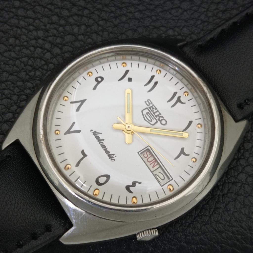 ЯПОНСКИЕ ВИНТАЖНЫЕ АВТОМАТИЧЕСКИЕ МУЖСКИЕ ЧАСЫ SEIKO 5 БЕЛОГО ЦВЕТА a706828-1