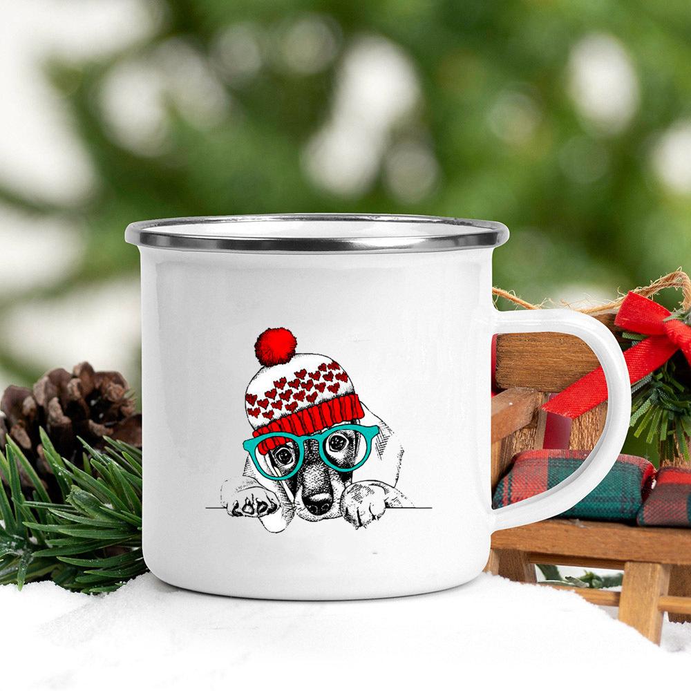 Santa Hat Animal Dog Cat Print Creative Coffee Cup Camping Mug Kawaii Unusual Tea Cup Friends Drinkware Cups To Sublimate Cupshe