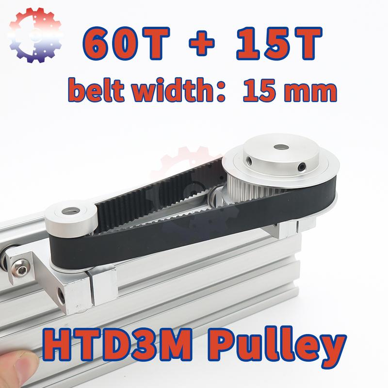 60T 15T HTD3M Pulley Set Belt Width 15mm 3M Timing Pulley 60Teeth 15Teeth 3M Pulley Set Reduction 4:1 HTD 3M Synchronous Wheels