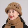 Plush Floral Knitted Bucket Hat Flower Warm Fisherman Hat Retro Woolen Hat  Autumn and Winter