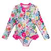 2025 New Long Sleeve Printed Bikini for Girls - European & American Style Swimwear, Ideal for Seaside Vacations