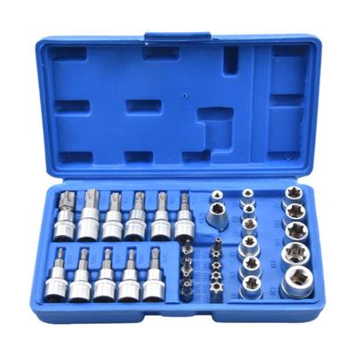 34 шт./набор Насадки E-Torx Звезда Набор торцевых головок 1/4" 3/8" 1/2" Привод Шестигранная Насадка Torx с ящиком для хранения