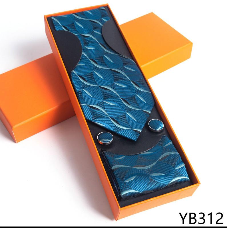 Мужской галстук с квадратной манжетой, подарочный набор в деловой повседневной оранжевой подарочной коробке