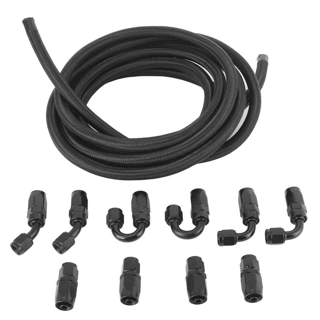 5meters Oil Fuel Hose Line AN6?6AN Fitting Stainless Steel Nylon Braided Straight 45 Degrees  90 Degrees  180 Degrees  End