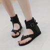 2025 New Inner Heightening Women's Shoes Mezzanine-toed High-top Wedge Heel Retro Roman Shoes Cover-toed Summer Flat Sandals