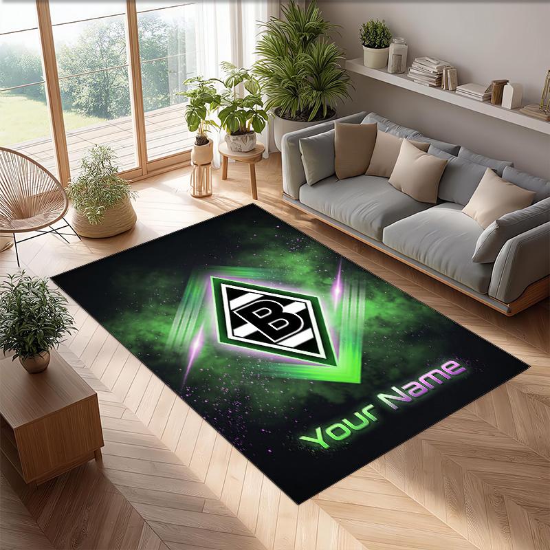 Borussia Mönchengladbach Printed Crystal Velvet Rug Non‑Slip Crystal Velvet Carpet For Sofa Bedroom Indoor Home Decoration