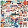 65 Cartoon Travel City Graffiti Stickers Personalized Decorative Guitar Notebook Suitcase DIY Waterproof Stickers