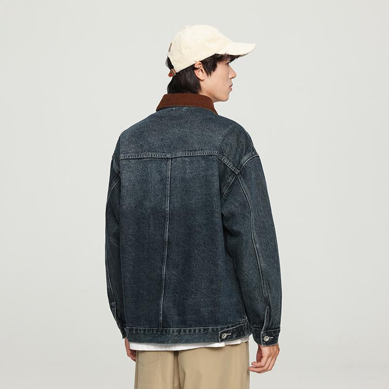 Spring Loose Trendy Brand Men'S Tooling Retro Washed American Jacket Men'S Denim Lapel Jacket