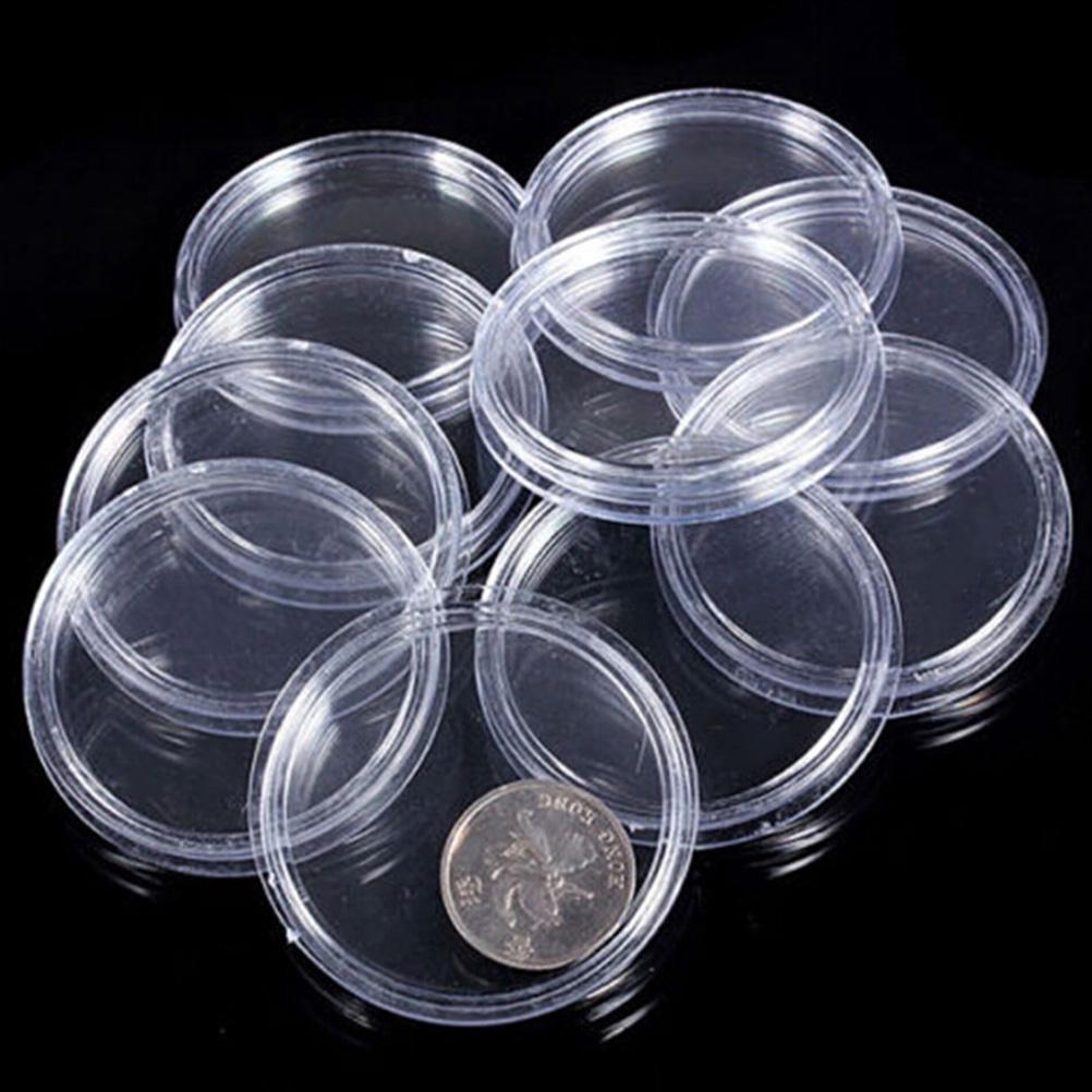 10 шт., 25 мм, прозрачные круглые футляры для хранения монет, коробки для хранения капсул, держатель