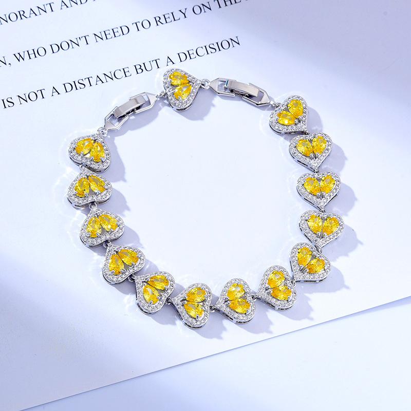 Water Drop Love Zircon Bracelet Copper Platinum Plated 17.5Cm Long Free Extension Buckle Color Treasure Bracelet