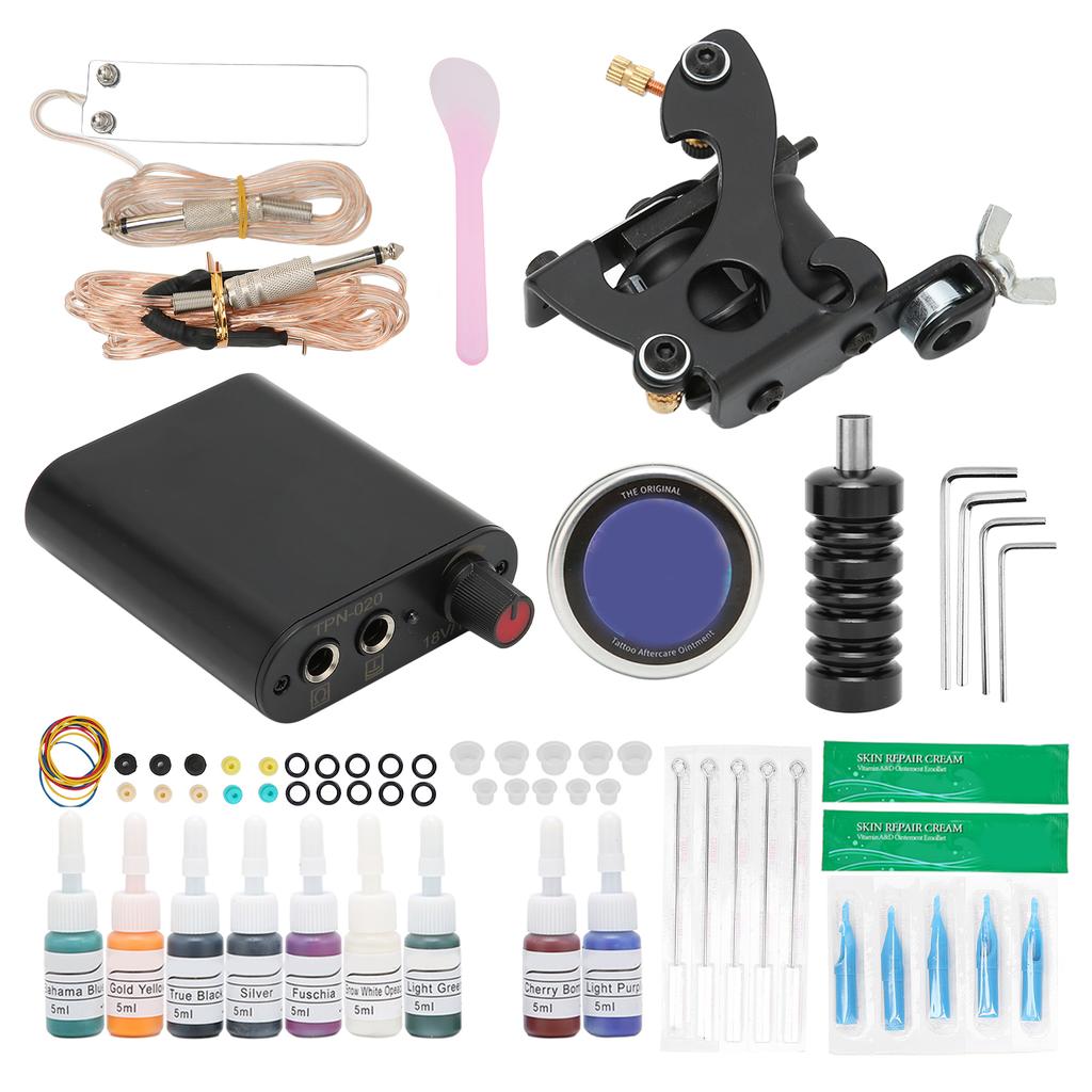 Tattoo Coil Machine Kit Black Mini Tattoo Power Supply Tattoo Clip Cord Complete Tattoo Machine
