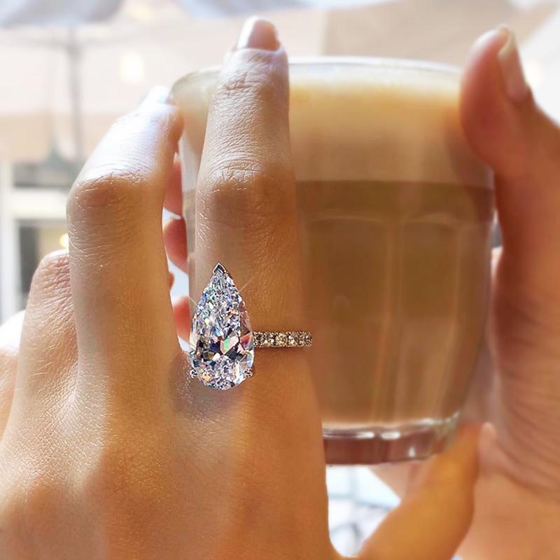 Новый роскошный пасьянс с большой каплей воды CZ женские обручальные кольца AAA грушевидной формы циркон элегантное предложение кольцо для подруги новое