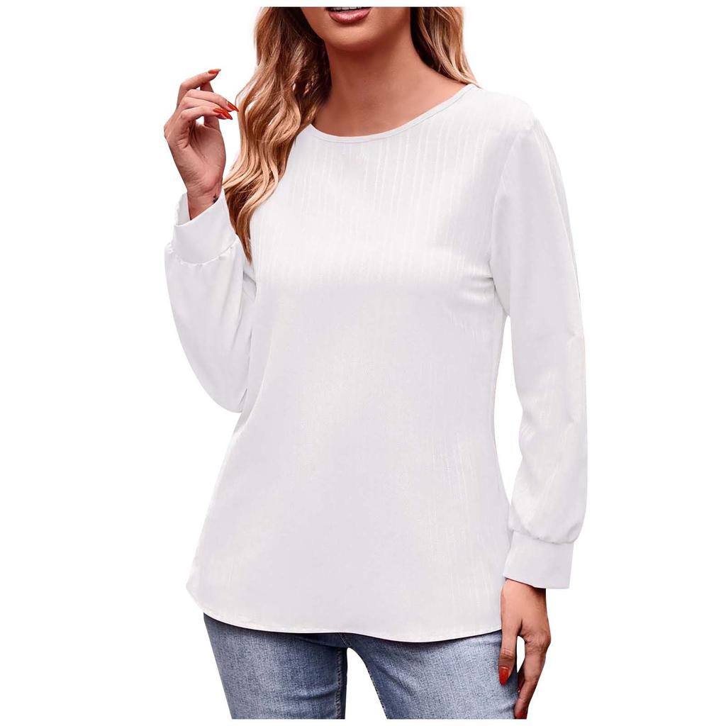 Женский повседневный модный однотонный пуловер с круглым вырезом, футболка с двойной линией, топ с длинными рукавами