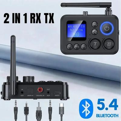 Bluetooth 5.4 Аудиопередатчик Приемник AUX 3,5 мм Разъем Оптический/Коаксиальный Беспроводной Аудиоадаптер Поддержка Воспроизведения с TF/U-диска для Динамика ТВ ПК Автомобиля