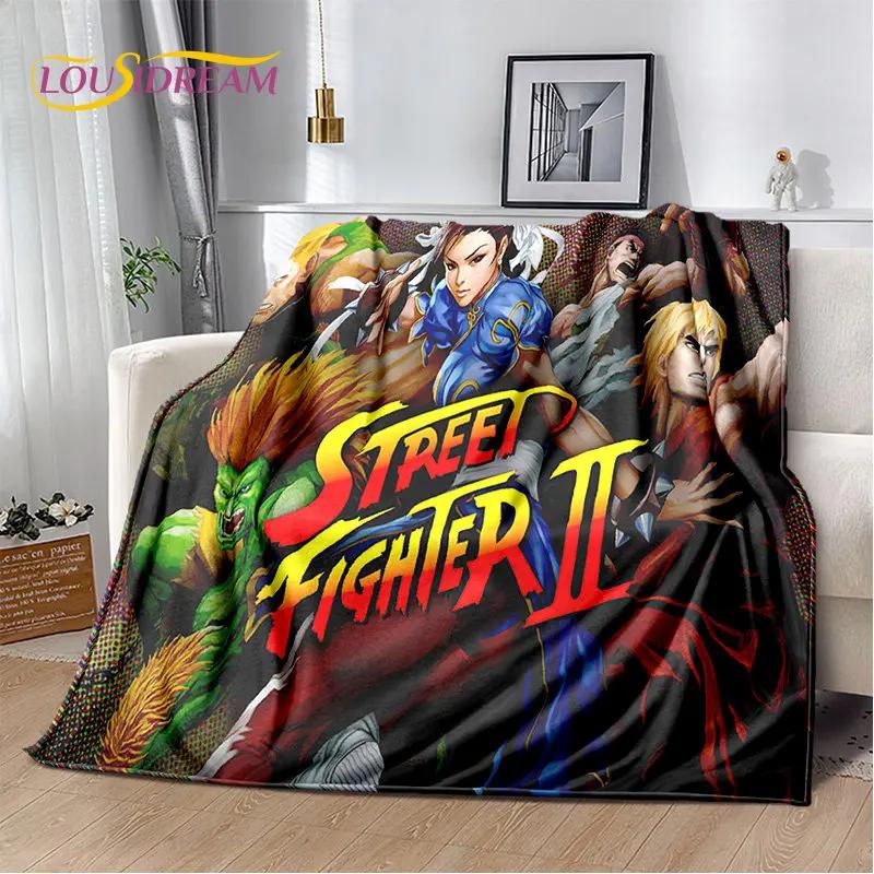 Мягкое плюшевое одеяло Street Fighter в стиле ретро, игра-геймер, фланелевое одеяло для гостиной, спальни, кровати, дивана, чехол для пикника
